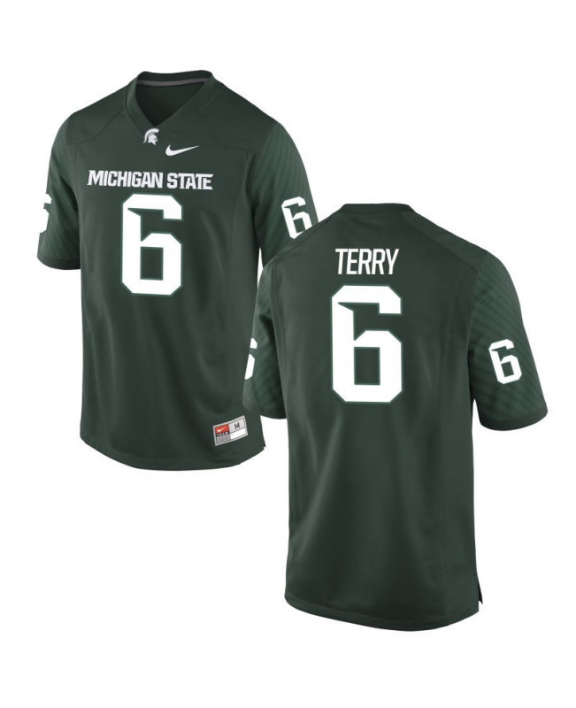 Men's Michigan State Spartans #6 Damion Terry NCAA Nike Authentic Green College Stitched Football Jersey LH41L43JD